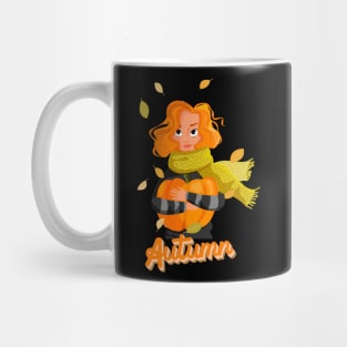 Woman Hugging Pumpkin in Autumn Mug